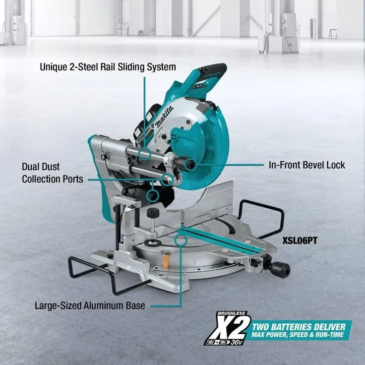 Makita 18-Volt 5.0Ah X2 LXT Lithium-Ion (36V) Brushless Cordless 10 in. Dual-Bevel Sliding Compound Miter Saw with Laser Kit, photo 10 of 12