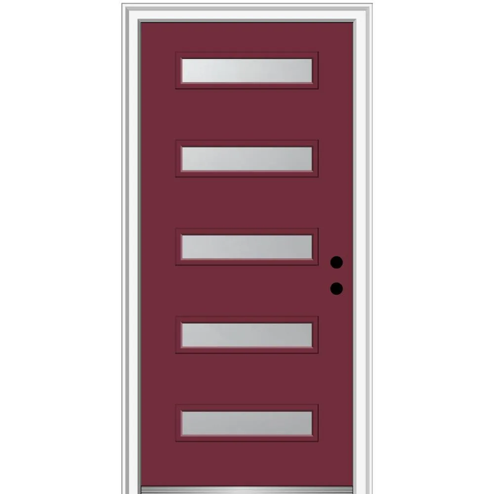 MMI Door 36 in. x 80 in. Davina Right-Hand Inswing 5-Lite Frosted Glass Painted Steel Prehung Front Door on 4-9/16 in. Frame, photo 15 of 42