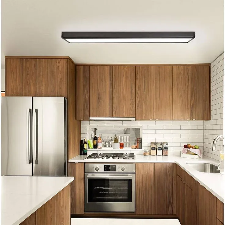 Commercial Electric 4 ft. x 10 in. Deco Matte Black Back-Lit Flat Panel LED Flush Mount 4000 Lumens 3000K 4000K 5000K Dimmable, photo 6 of 10