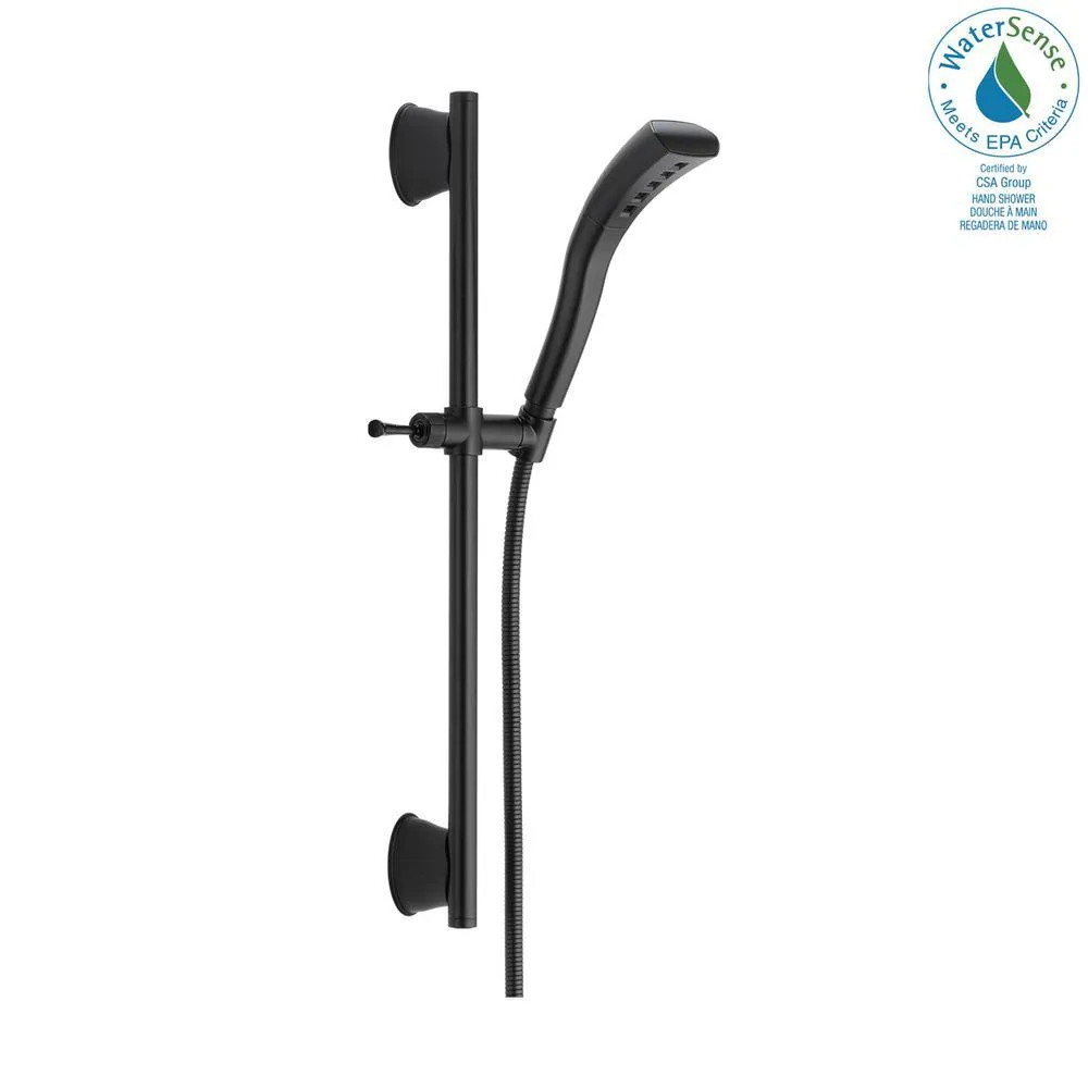 Stryke 1-Spray 2.3 in. Single Wall Bar Mount Handheld H2Okinetic Shower Head in Matte Black, photo 6 of 9