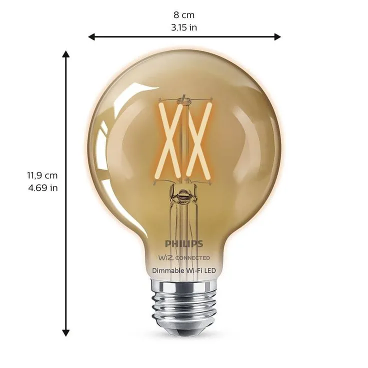 Philips Amber G25 LED 40W Equivalent Dimmable Smart Wi-Fi Wiz Connected Wireless Light Bulb, photo 7 of 7