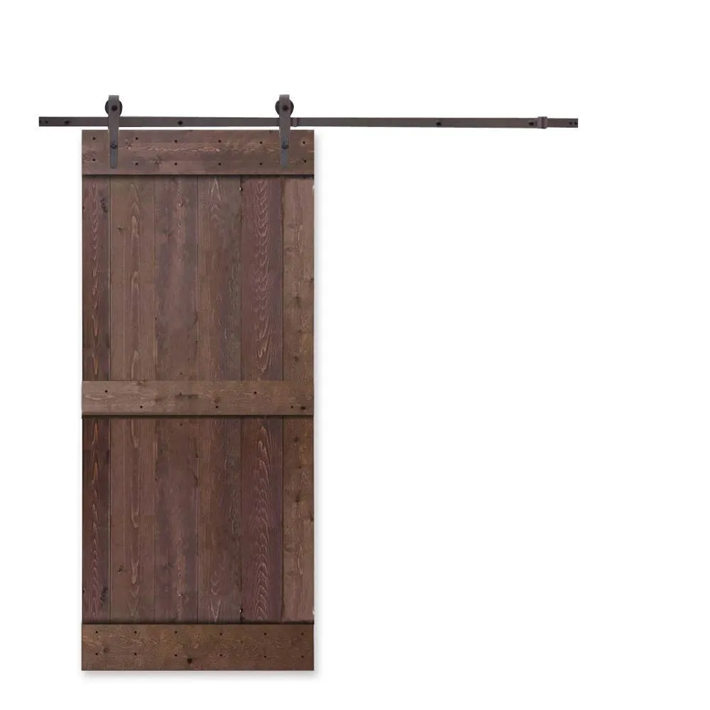 CALHOME 36 in. x 84 in. Mid-Bar White Knotty Pine Wood Interior Sliding Barn Door With Hardware Kit, photo 17 of 17