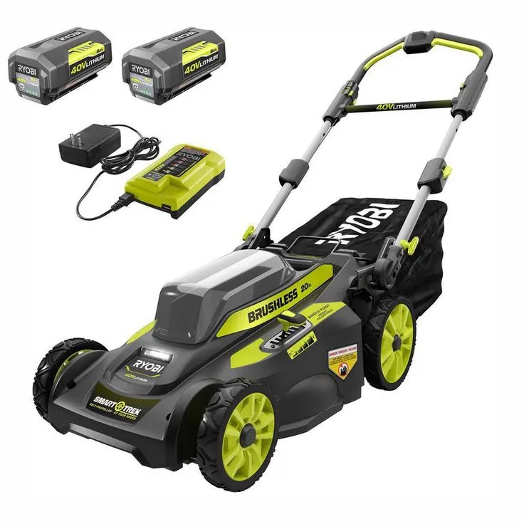 RYOBI 20 in. 40-Volt Brushless Lithium-Ion Cordless Smart TREK Self-Propelled Walk Behind Mower Two 6.0 Ah Batteries & Charger, photo 10 of 11