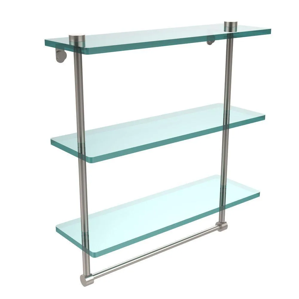 Allied Brass 16 in. L x 18 in. H x 5 in. W 3-Tier Clear Glass Bathroom Shelf with Towel Bar in Antique Bronze, photo 3 of 14