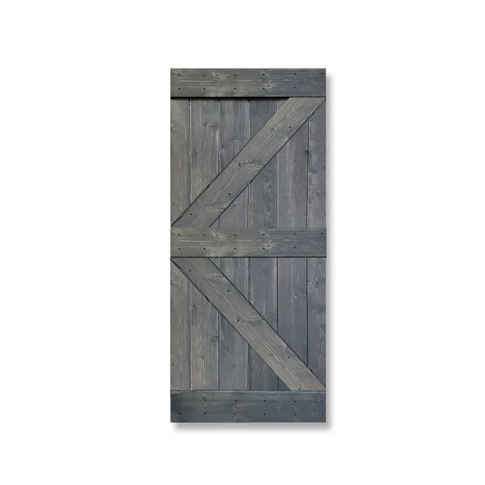 CALHOME 36 in. x 84 in. Gray Knotty Pine Wood Interior Sliding Barn Door Slab, photo 5 of 6