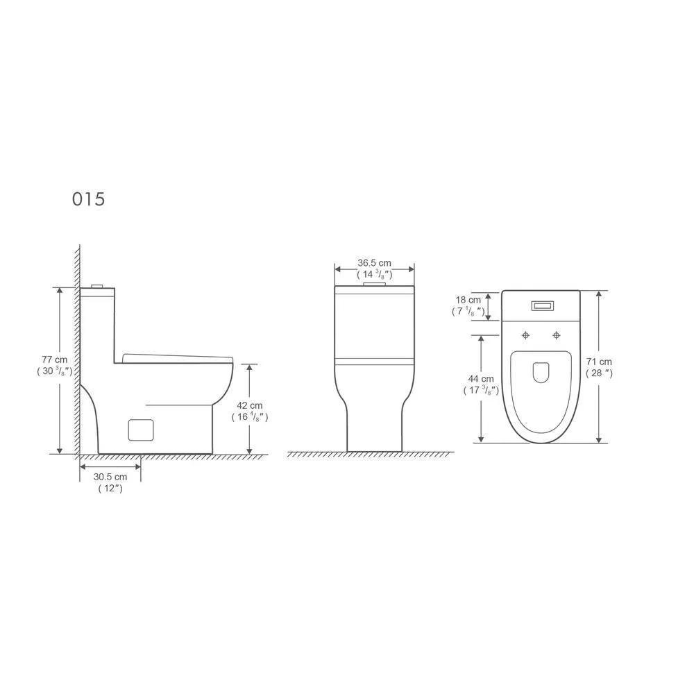 1-Piece Dual Flush 1.2 GPF/0.88 GPF High Efficiency Skirted Toilet Round Bowl All-in-One Toilet in White Seat Included, photo 5 of 10
