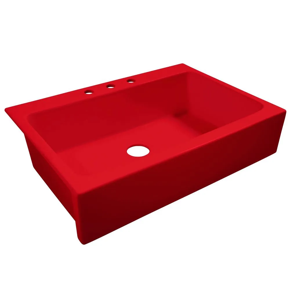 Josephine Quick-Fit Drop-in Farmhouse Fireclay 33.85 in. 3-Hole Single Bowl Kitchen Sink in Crisp White, photo 15 of 24