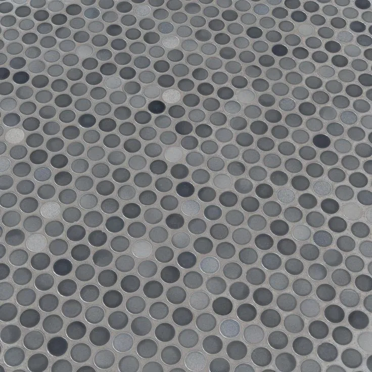 MSI Penny Round Grigio Mix 12.2 in. x 11.3 in. x 6 mm Glossy Ceramic Mesh-Mounted Mosaic Tile (14.36 sq. ft. / Case), photo 2 of 2