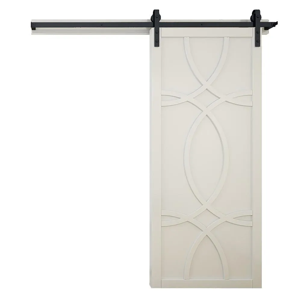 VeryCustom 42 in. x 84 in. Hollywood Bright White Wood Sliding Barn Door with Hardware Kit, photo 5 of 28