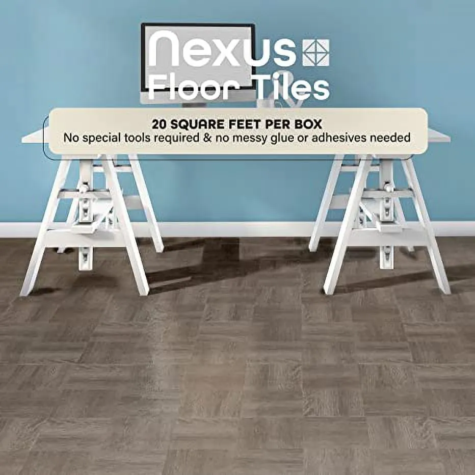 Achim Nexus Self-Adhesive Vinyl Floor Tile, 12 x 12 in, Charcoal Grey Wood — 20 Tiles Cover 20 sq ft, photo 3 of 8