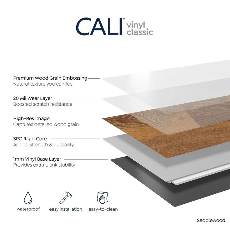 CALI Vinyl Pro Classic 10-Piece 7.12-in x 48-in Saddlewood Luxury Vinyl Plank Flooring, photo 6 of 8