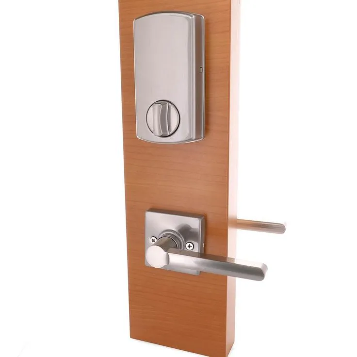 Defiant Square Satin Nickel Electronic Keypad Single Cylinder Deadbolt with Tonbridge Hall and Closet Door Lever Combo Pack, photo 4 of 9
