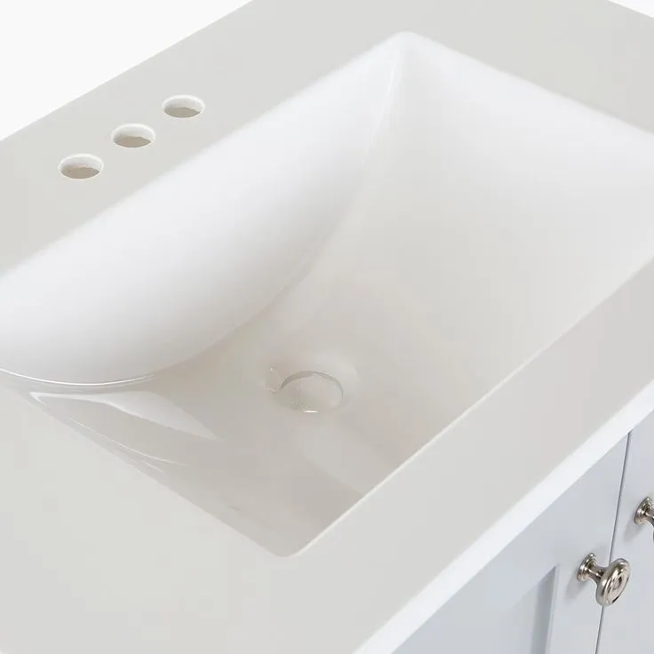 Delridge 30 in. W x 19 in. D Bath Vanity in Pearl Gray with Cultured Marble Vanity Top in White with White Sink, photo 5 of 11