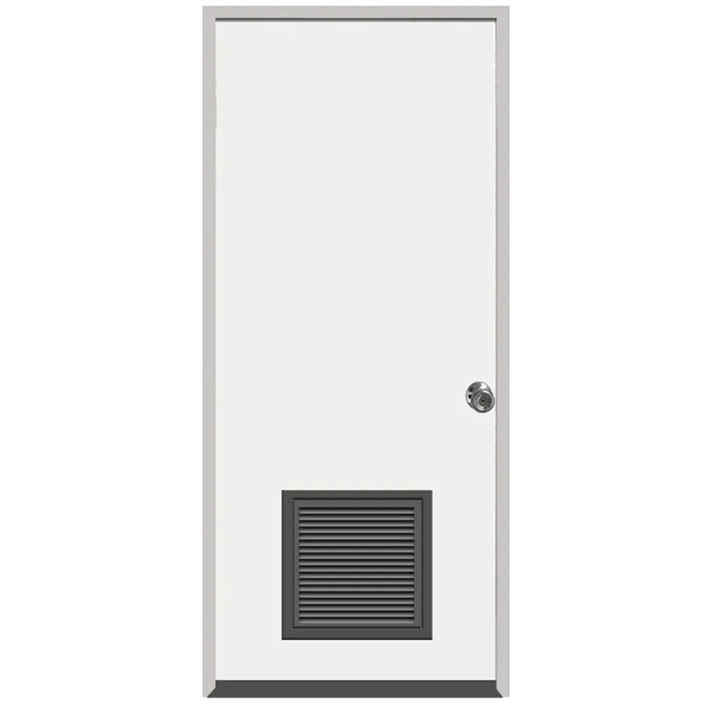 Steves & Sons 30 in. x 80 in. Premium Vented Flush White Primed Left-Hand Outswing Steel Prehung Front Door with 4 in. Wall, photo 12 of 16