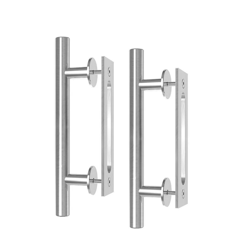 Boyel Living 12 in. Black Ladder Pull and Flush Sliding Barn Door Handle Set (2-Pack), photo 7 of 7