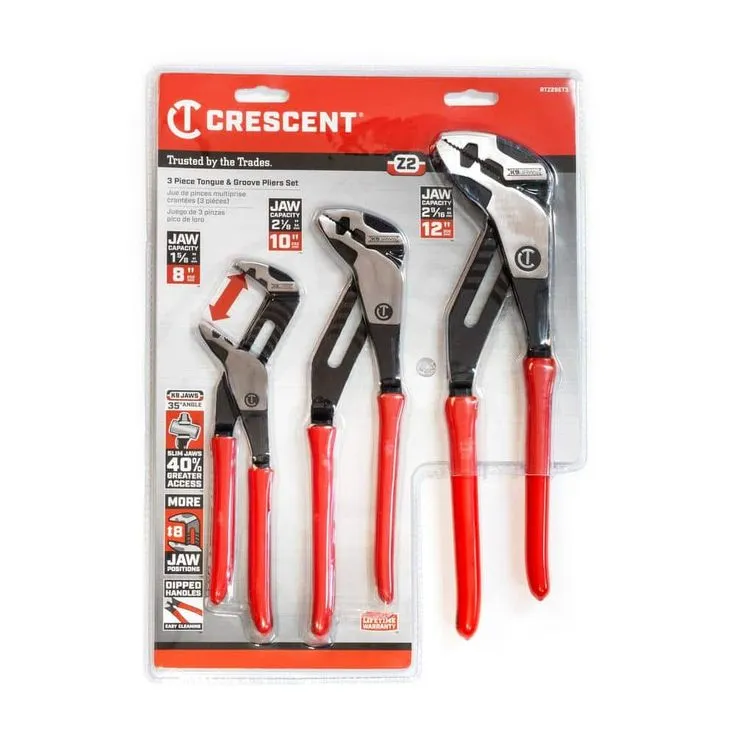 Crescent Z2 K9 Straight Jaw Tongue and Groove Plier Set with Dipped Grips (3-Piece), photo 3 of 10