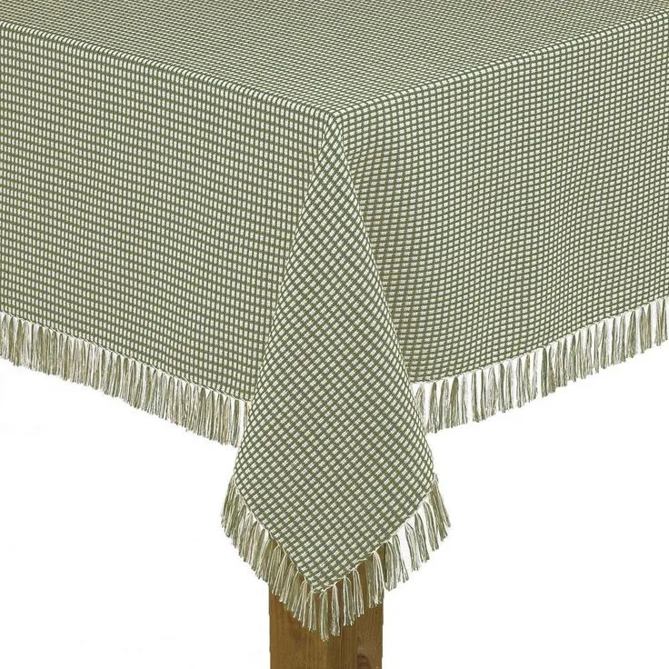 Homespun Fringed 60 in. x 102 in. Red 100% Cotton Tablecloth, photo 2 of 8