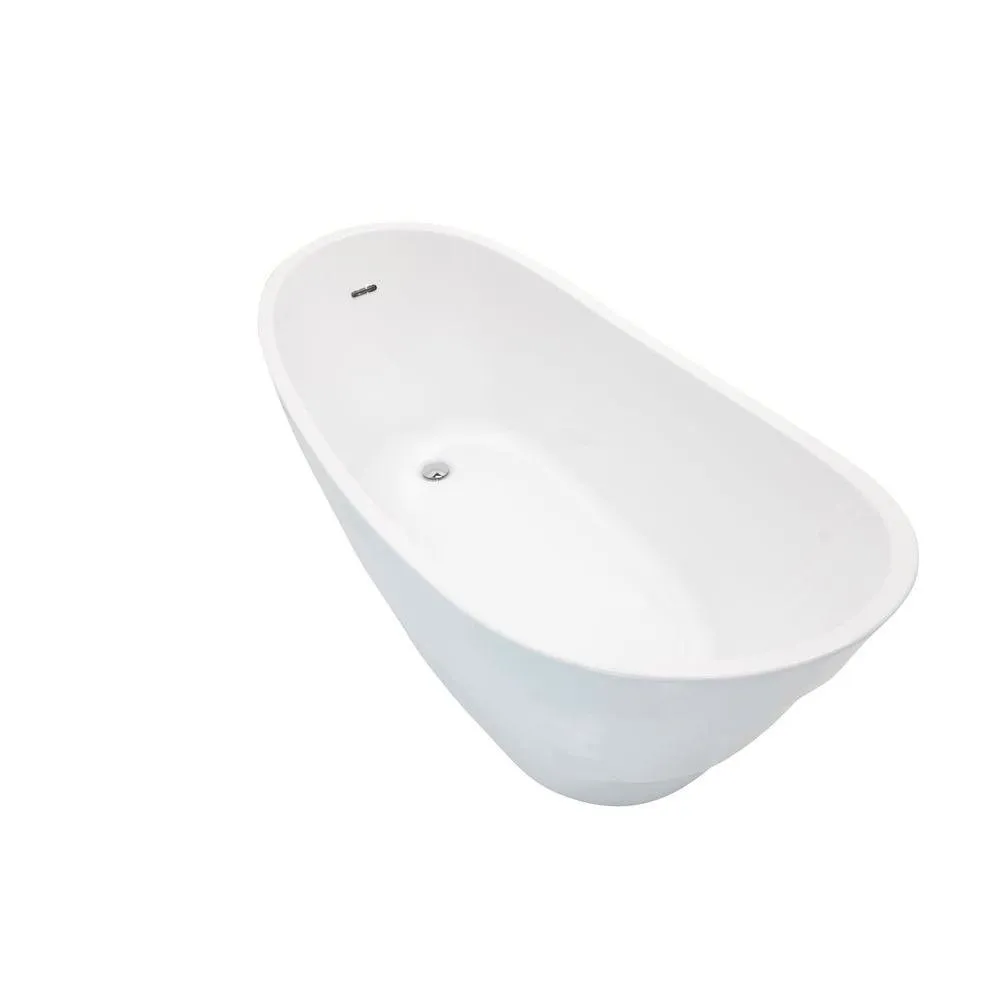 ANZZI Stratus 5.6 ft. Acrylic Freestanding Bathtub, Reversible Drain, Glossy White (67 x 29.5 x 29 in), photo 3 of 11