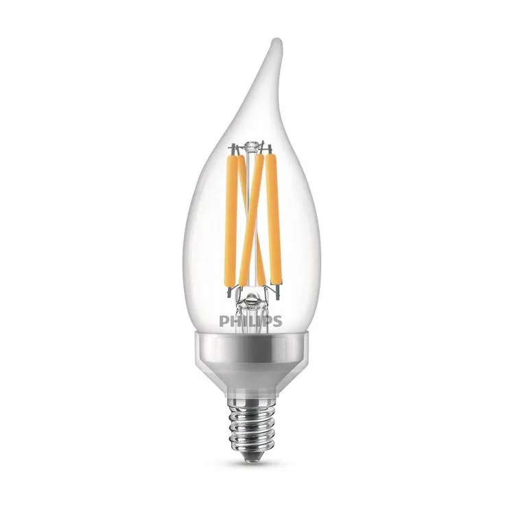 Philips 75-Watt Equivalent BA11 Dimmable Edison Glass LED Candle Light Bulb Bent Tip Candelabra Base Daylight (5000K) (12-Pack), photo 5 of 7