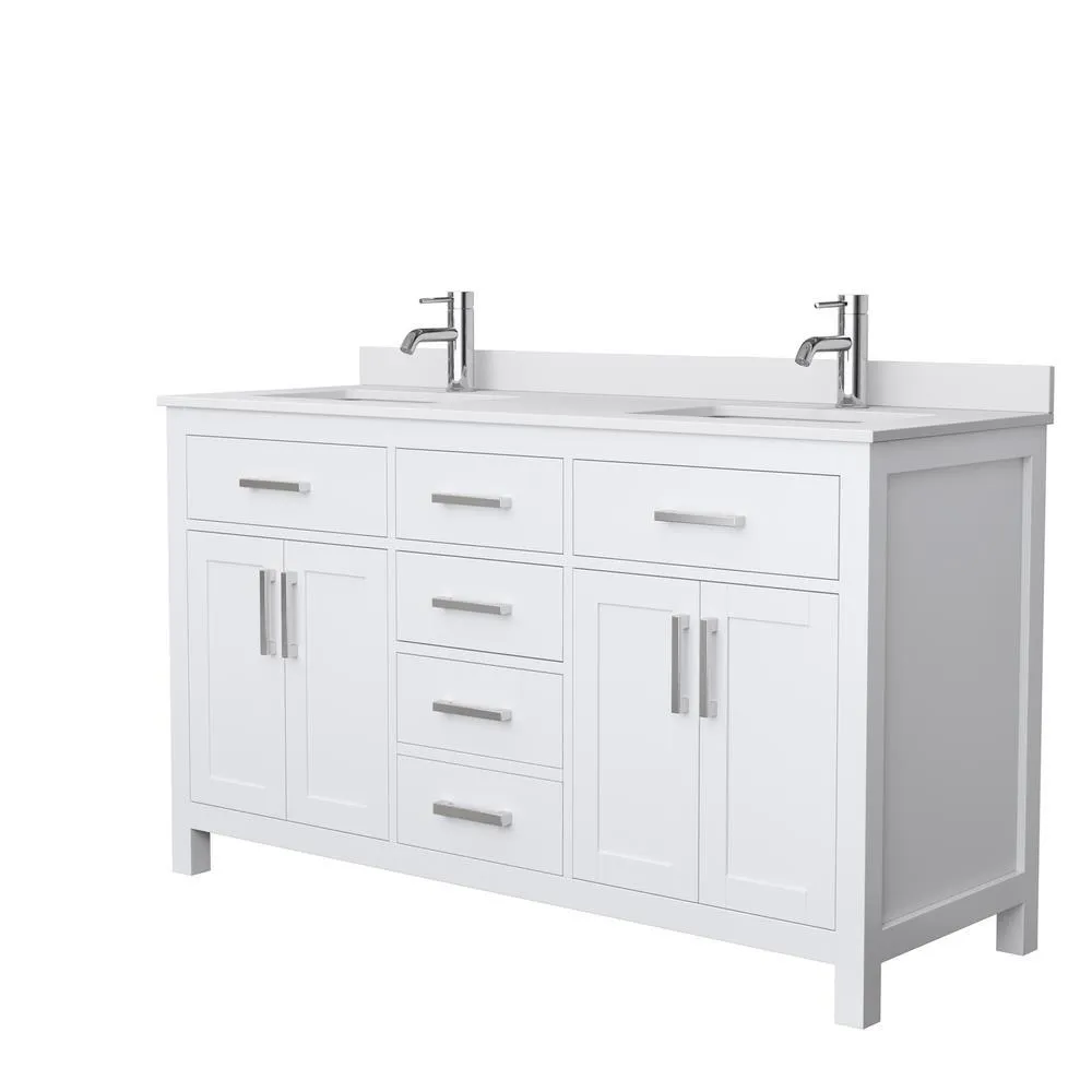 Beckett 72 in. W x 22 in. D Double Bath Vanity in Dark Gray with Cultured Marble Vanity Top in Carrara with White Basins, photo 38 of 53
