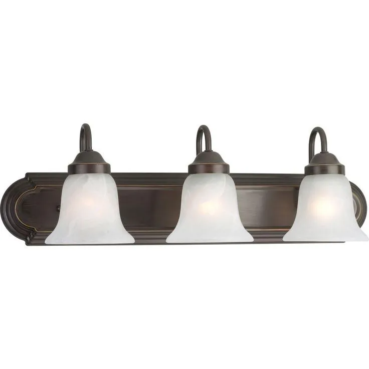 24 in. 3-Light Brushed Nickel Bathroom Vanity Light with Glass Shades, photo 3 of 8