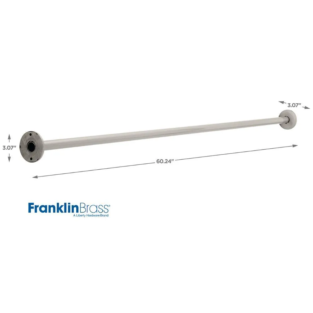 60 in. x 1 in. Beveled-Edge Stainless Steel Shower Rod in Brushed Nickel, photo 3 of 4