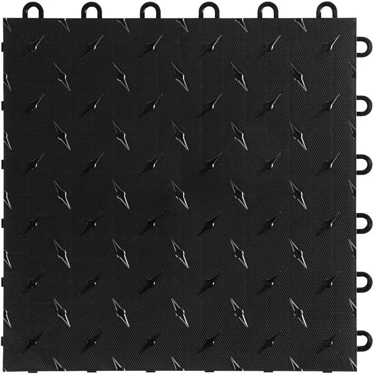 Swisstrax 12 in. W x 12 in. L Jet Black Diamondtrax Home Modular Polypropylene Flooring (50-Tile/Pack) (50 sq. ft.), photo 5 of 11