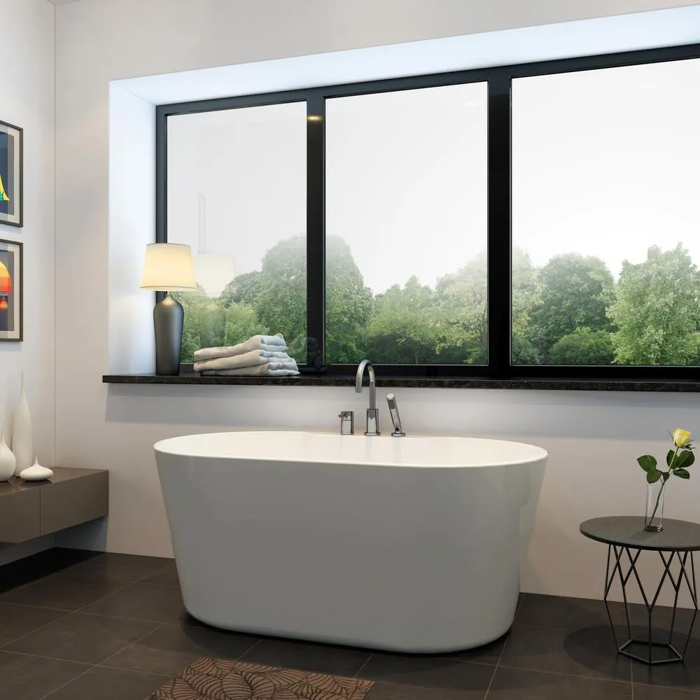 Coral 56 in. Acrylic Freestanding Flatbottom Non-Whirlpool Bathtub in White No Faucet, photo 5 of 5