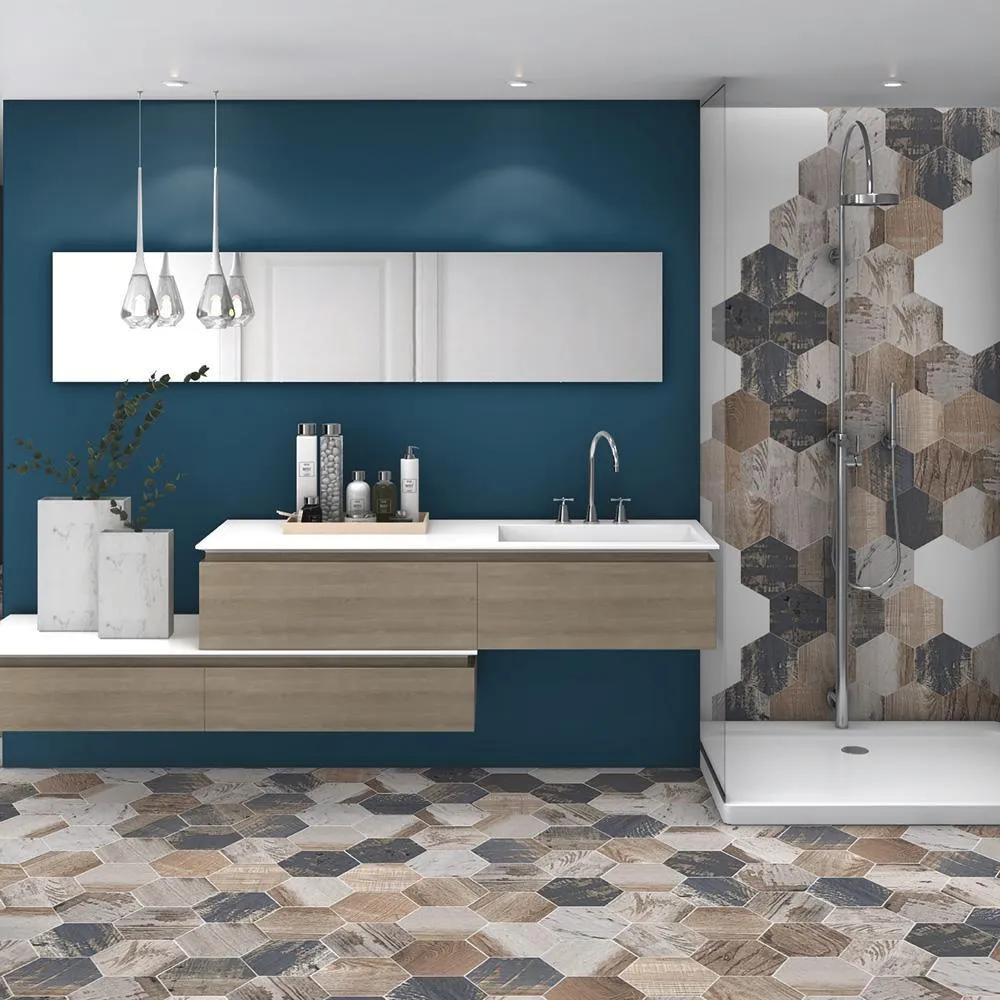 Merola Tile Gaugin Hex Catan Shadow 8-5/8 in. x 9-7/8 in. Porcelain Floor and Wall Tile (11.56 sq. ft. per case), photo 12 of 21