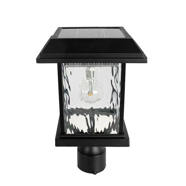 Gama Sonic Aspen Outdoor Black Integrated LED Post Light with 3 in. Fitter and GS Solar LED Light Bulb, photo 2 of 6