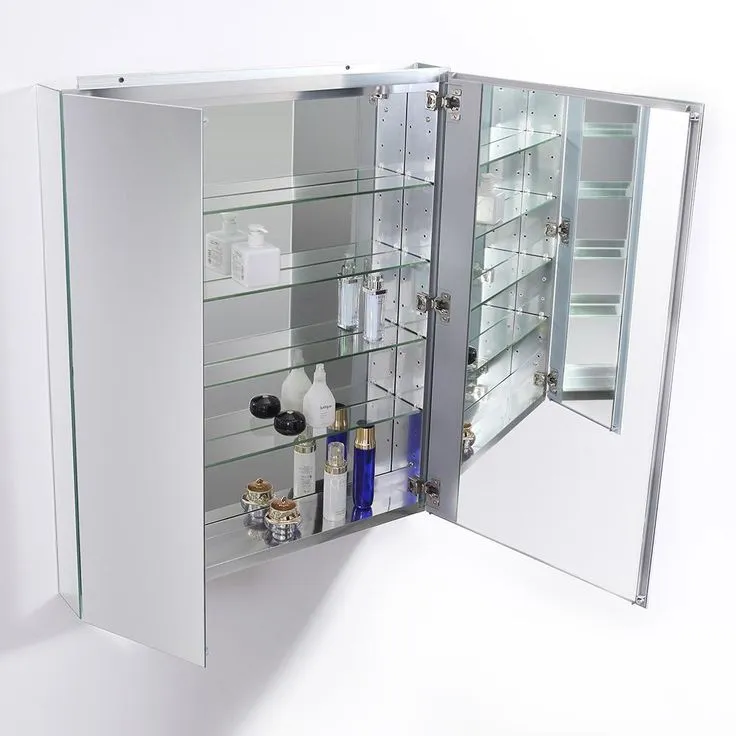 30 in. W x 36 in. H x 5 in. D Frameless Recessed or Surface-Mounted Bathroom Medicine Cabinet, photo 3 of 6