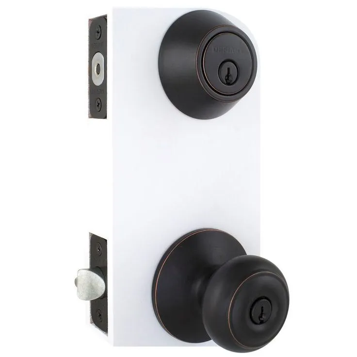 Defiant Hartford Aged Bronze Entry Knob and Single Cylinder Deadbolt Combo Pack, photo 8 of 8