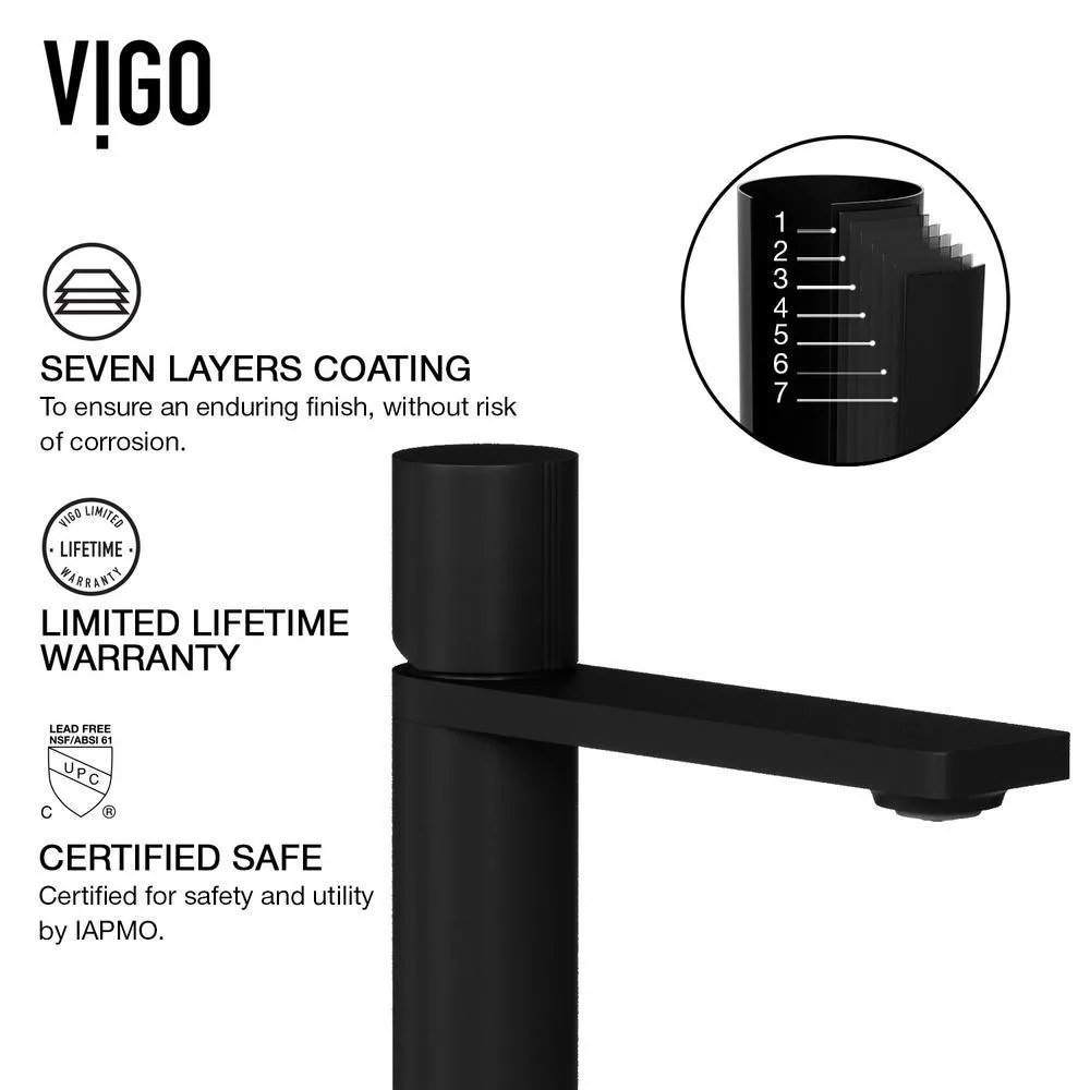 VIGO Matte Stone Oval Vessel Bathroom Sink in White and Gotham Faucet in Matte Black, photo 8 of 12