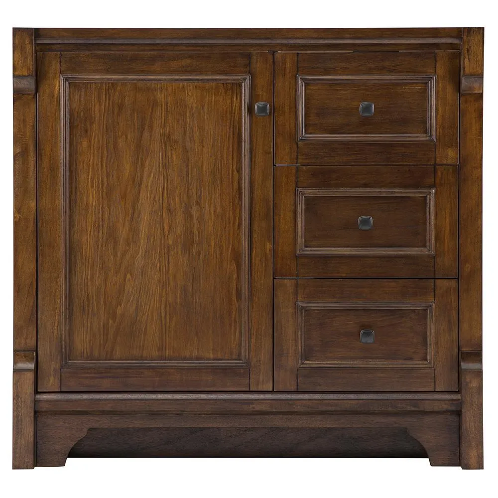 Creedmoor 36 in. W Bath Vanity Cabinet Only in Walnut with Right Hand Drawers, photo 5 of 16