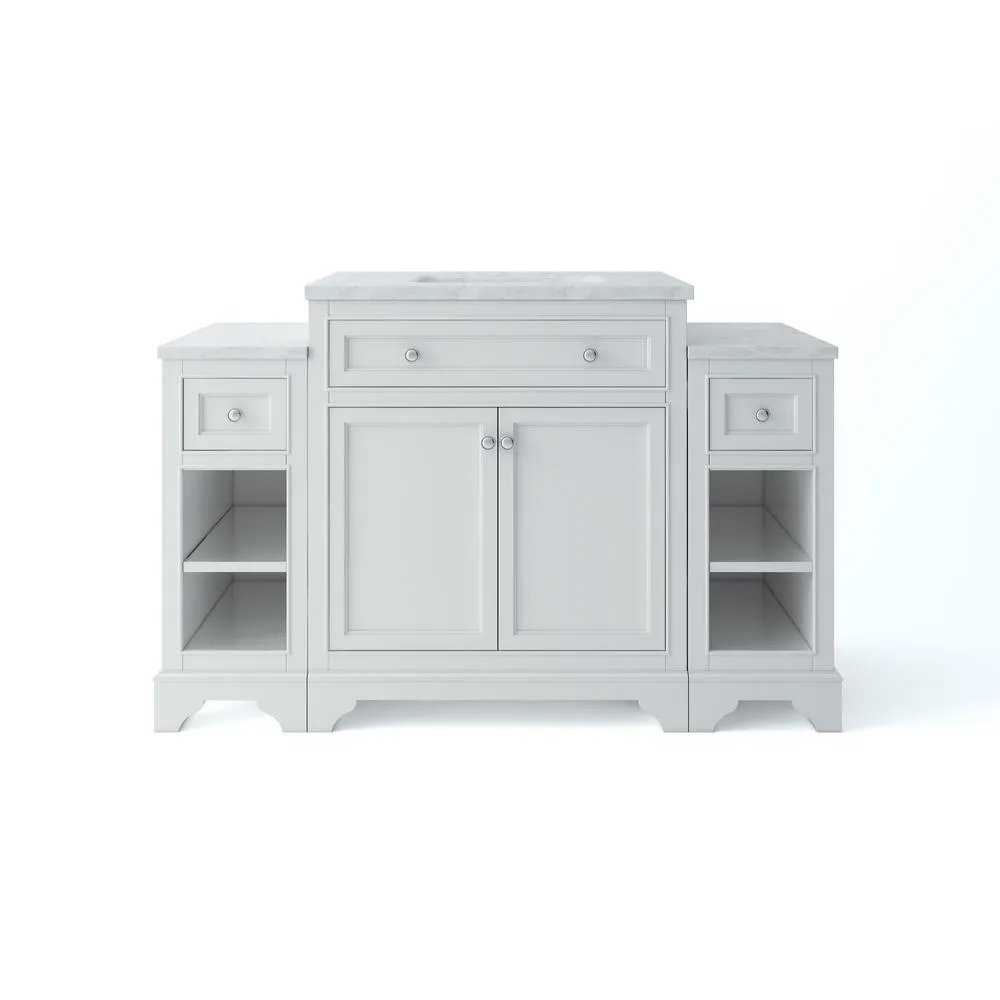 Mornington 54 in. W x 21 in. D Single Bath Vanity in Grey with Marble Vanity Top in White with White Sink, photo 7 of 8