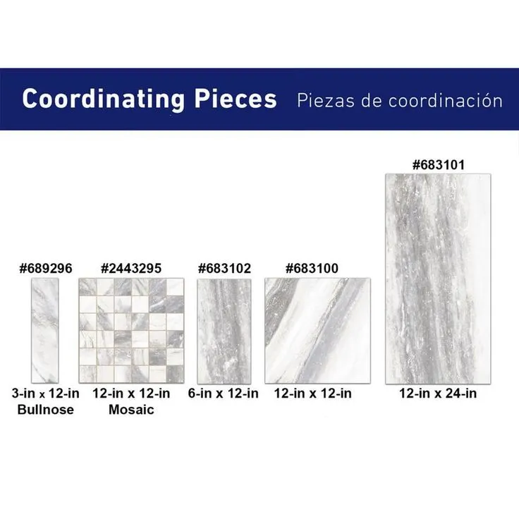 Style Selections Sovereign Stone Pearl Porcelain Marble Bullnose Tile (3-in x 12-in), photo 4 of 4