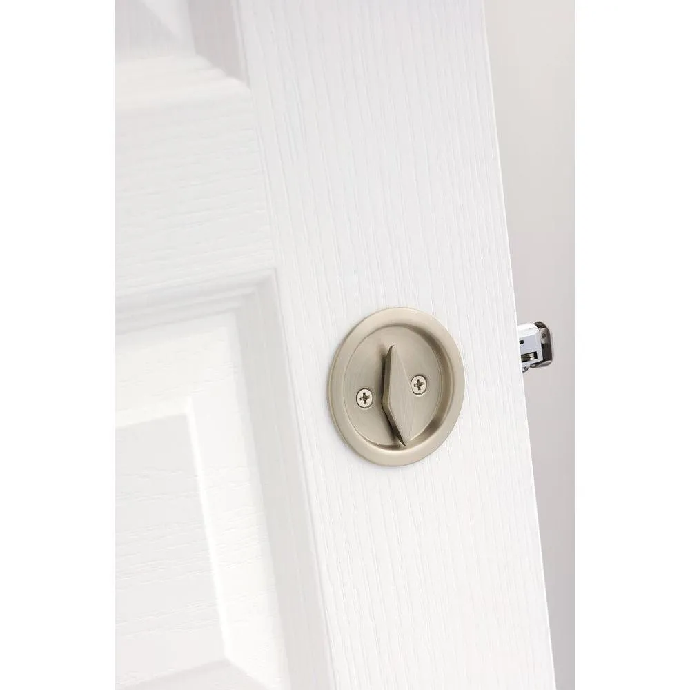 Kwikset Round Satin Nickel Bed/Bath Pocket Door Lock, photo 4 of 13