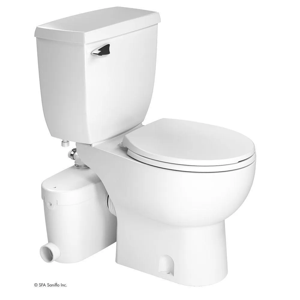 Saniflo SaniAccess3 2-Piece 1.280 GPF Single Flush Round Toilet with.5 HP Macerating Pump in White, photo 6 of 10