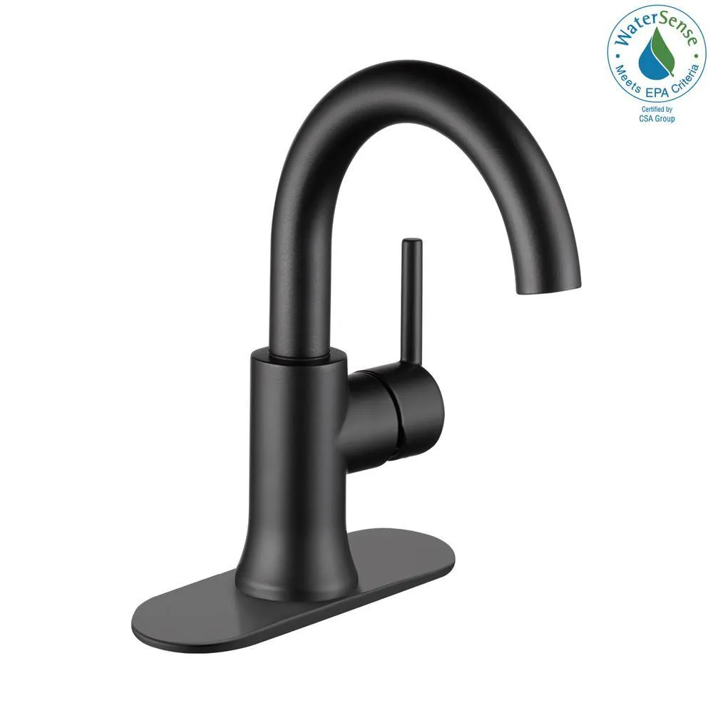 Trinsic Single Hole Single-Handle Bathroom Faucet with Metal Drain Assembly in Matte Black, photo 6 of 10