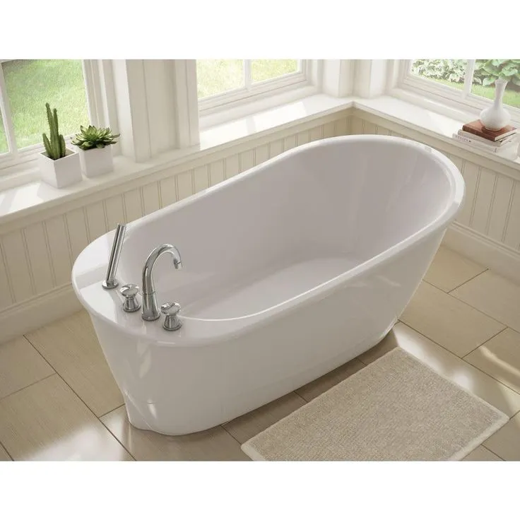 MAAX Sax 60 in. Fiberglass Reversible Drain Non-Whirlpool Flatbottom Freestanding Bathtub in White, photo 7 of 9