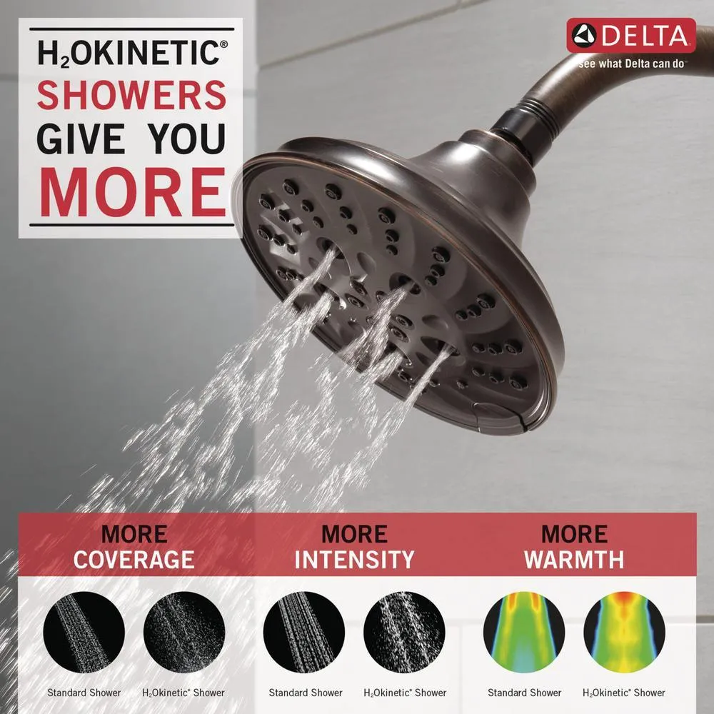 Delta Pivotal 5-Spray 6 in. Wall Mount Fixed Rain H2Okinetic Shower Head in Venetian Bronze, photo 6 of 24
