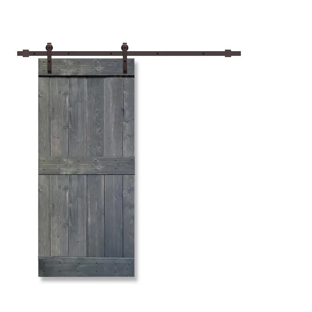 CALHOME 36 in. x 84 in. Mid-Bar White Knotty Pine Wood Interior Sliding Barn Door With Hardware Kit, photo 6 of 17
