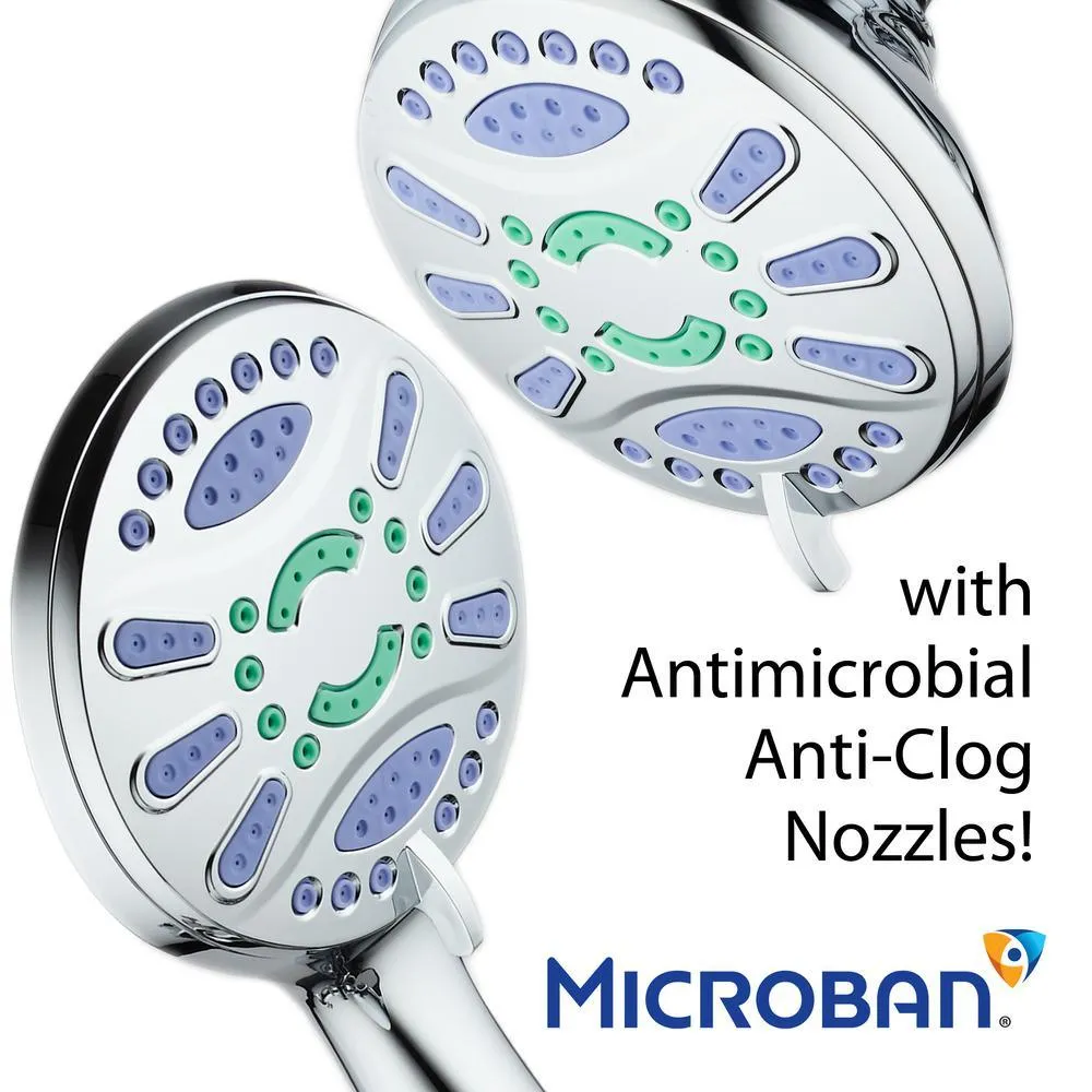 Antimicrobial 48-Spray 4.3 in. High Pressure 3-Way Dual Shower Head and Handheld Shower Head Combo in Chrome, photo 5 of 9