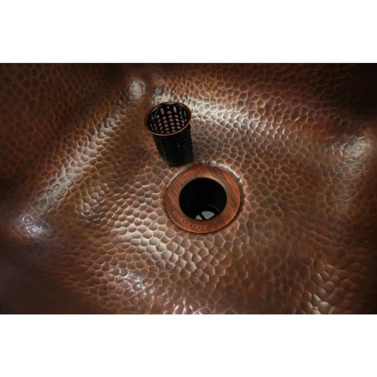 SINKOLOGY Seurat All-in-One Drop-In Copper 15 in. Single Bowl Copper Bar Sink with Pfister Bronze Faucet and Drain, photo 6 of 6