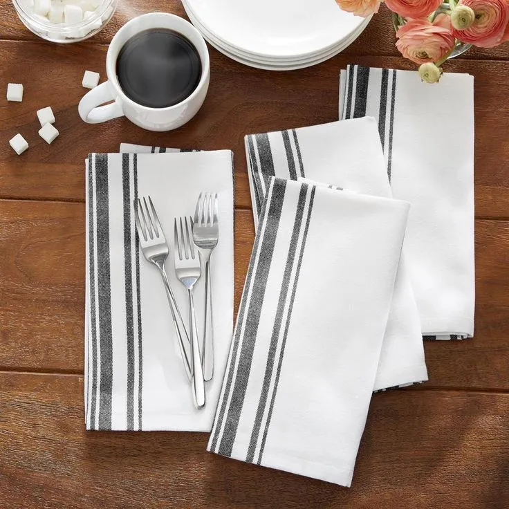 Farmhouse Living Homestead Stripe 20 in. x 20 in. Blue/White Napkins (4-Pack), photo 5 of 7