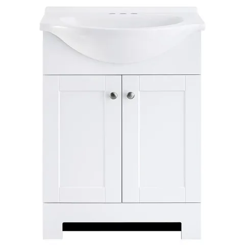 Euro 24-in White Single Sink Bathroom Vanity with White Cultured Marble Top