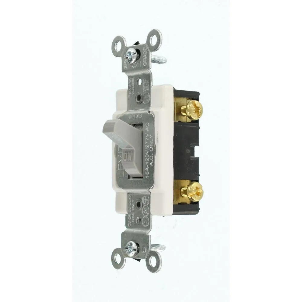 15 Amp Commercial Grade Single Pole Toggle Switch, Gray, photo 3 of 8