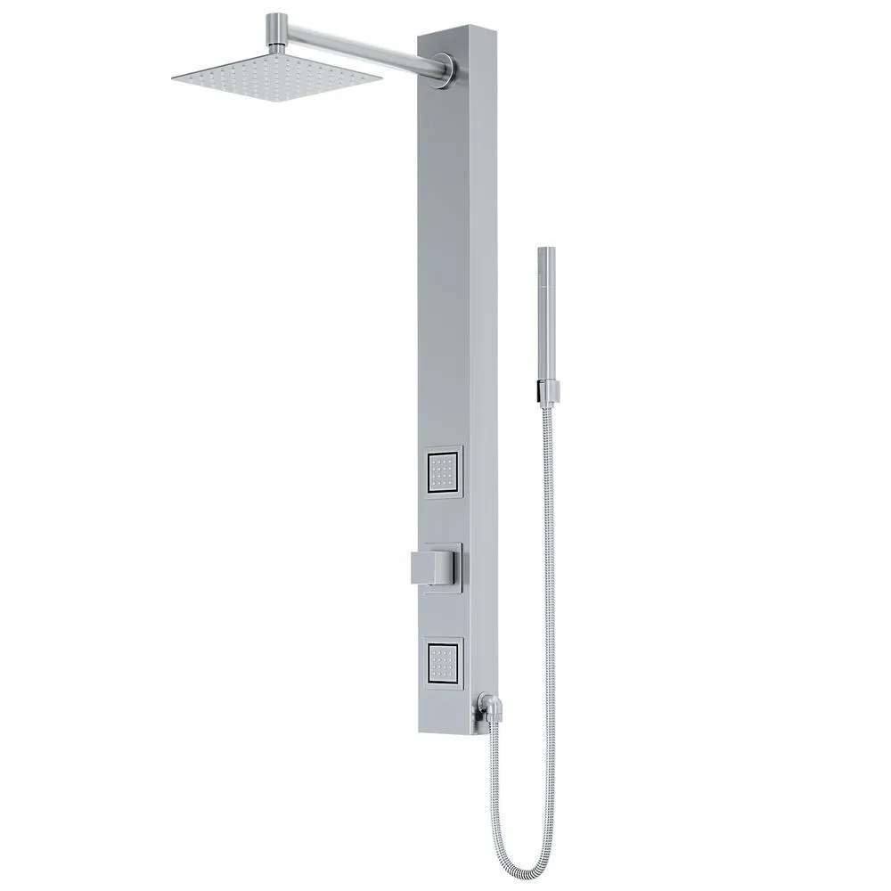Orchid 39.375 in. 2-Jet High Pressure Shower System with Fixed Rainhead and Handheld Dual Shower in Matte Black, photo 11 of 11