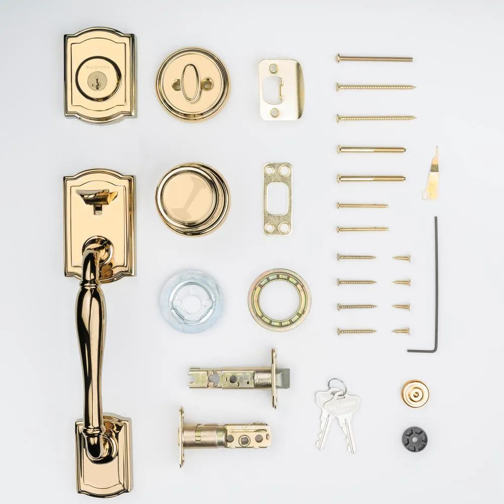 Prestige Wesley Single Cylinder Lifetime Polished Brass Door Handleset with Alcott Door Knob Featuring SmartKey Security, photo 12 of 13