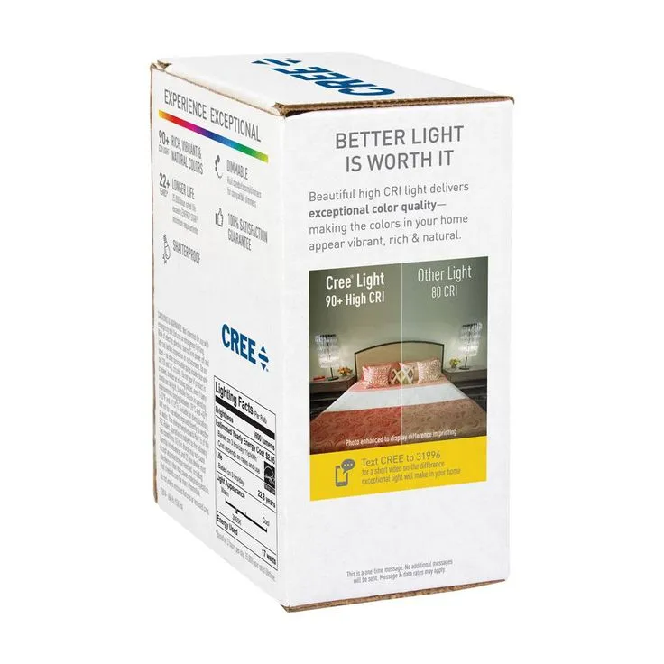 Cree 100W Equivalent Bright White (3000K) A21 Dimmable Exceptional Light Quality LED Light Bulb, photo 3 of 10